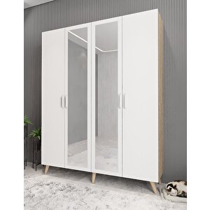 Açelya Portmanto Vestiyer Ayakkabılık Meşe Beyaz M2 180cm Montaj Dahil