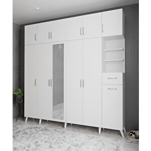 Açelya Portmanto Vestiyer Beyaz 240cm M9 Montaj Dahil