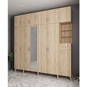 Açelya Portmanto Vestiyer Meşe 240cm M9 Montaj Dahil