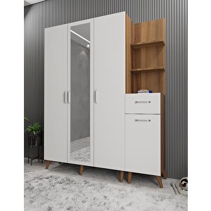 Açelya Portmanto Vestiyer Ayakkabılık Çam-beyaz M3 140 Cm Montaj Dahil