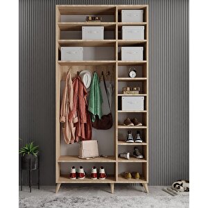 Açelya Portmanto Vestiyer Meşe Beyaz 105 Cm M5 Montaj Dahil