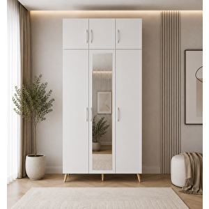 Açelya Portmanto Vestiyer Meşe Beyaz 105 Cm M5 Montaj Dahil