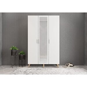 Açelya Portmanto Vestiyer Meşe Beyaz M4 120cm Montaj Dahil