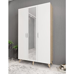 Açelya Portmanto Vestiyer Meşe Beyaz M4 120cm Montaj Dahil