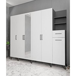 Açelya Portmanto Vestiyer Füme Beyaz 270cm M7 Montaj Dahil