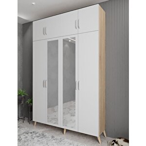 Açelya Portmanto Vestiyer Meşe Beyaz 160cm M8 Montaj Dahil