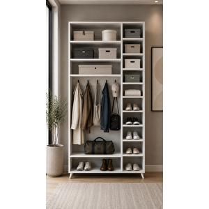Açelya Portmanto Vestiyer Beyaz 135 Cm M5 Montaj Dahil