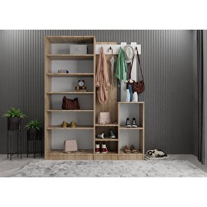 Moon Portmanto Vestiyer Meşe Beyaz 180cm Montaj Dahil