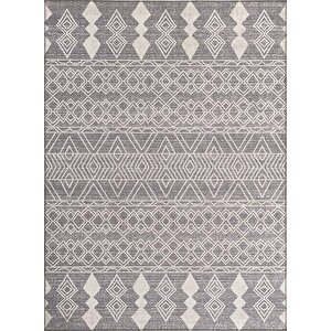 Marokan Tarzı Salon Halısı Otantik Kilim Desenli Açık Gri Halı Kaymaz Taban Makinada Yıkanabilir 100x150 cm