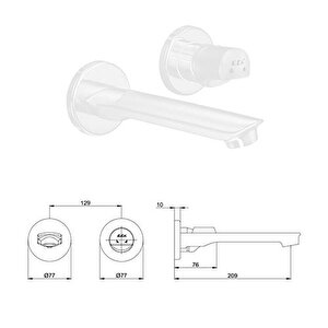 Eca Myra Ankastre Lavabo Bataryası Set Çift Rozet - 102167603c4-yy+102166601c4