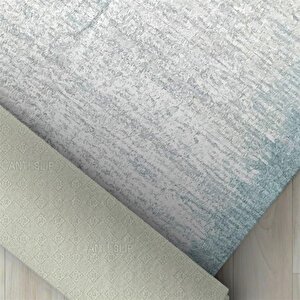 Modern Abstrak Yağmur Bordür Desenli Turkuaz Beyaz Halı Kaymaz Yıkanabilir 160x230 cm