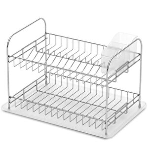 Geseus Home İki Katlı Tabaklık Bulaşıklık Krom Şeffaf Kb007