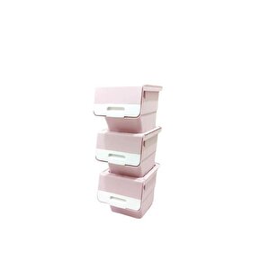 Motek  Patateslik Soğanlık Tekerlekli Organızer Eşya Ve Erzak Kutusu 3x33 Lt-mt05 Pembe+beyaz