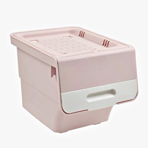 Motek  Patateslik Soğanlık Tekerlekli Organızer Eşya Ve Erzak Kutusu 3x33 Lt-mt05 Pembe+beyaz