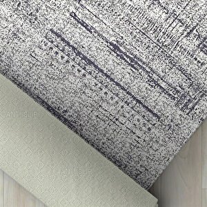 Modern Abstrak Çizgi Taramalı Gri Halı Kaymaz Taban Makinada Yıkanabilir 120x160 cm