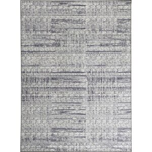 Modern Abstrak Çizgi Taramalı Gri Halı Kaymaz Taban Makinada Yıkanabilir 120x160 cm