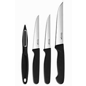 Cut 4 Fresh Sebze Soyacak Ve Bıçak Seti 4 Parça Siyah St-401