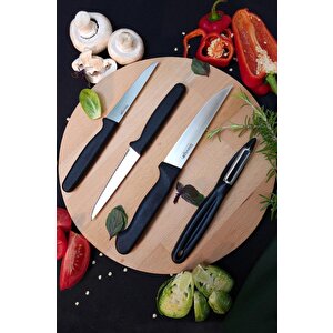 Stevig Cut 4 Fresh Sebze Soyacak Ve Bıçak Seti 4 Parça Siyah St-401