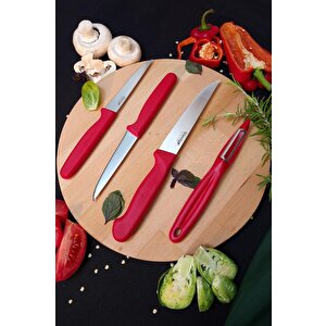 Stevig Cut 4 Fresh Sebze Soyacak Ve Bıçak Seti 4 Parça Kırmızı St-402