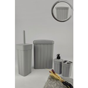 4 Parça Fitilli Banyo Seti Gri - Kiranda 6