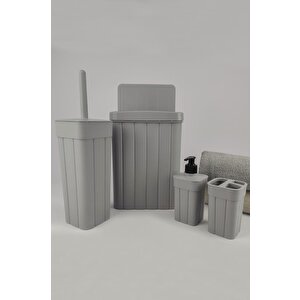 4 Parça Fitilli Banyo Seti Gri - Kiranda 6