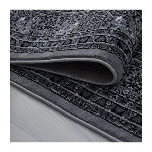 Klasik Desenli Dokuma Halı Iran Tarzı Süslemeli Siyah Gri Beyaz 80x150 cm