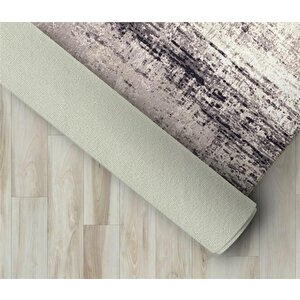 Modern Abstrak Çizgi Desenli Gri Halı Kaymaz Taban Makinada Yıkanabilir 120x160 cm