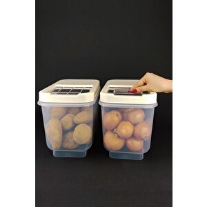 Multibox 2’li Sürgü Kapaklı Soğan Patates Saklama Kabı 10 Lt Krem – 00766