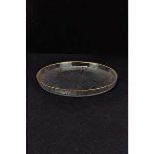 Digithome Rexy 6'lı Cam Pasta Tabağı 21 Cm Gold Rim - 16578