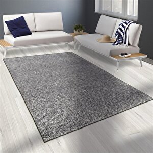 Modern Dokuma Şönil Halı Salon Halısı Bulanık Düz Açık Gri Kaymaz Tabanlı 160x230 cm