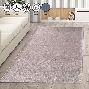 Modern Desenli Bulanık Pudra Rose Şönil Dokuma Halı Kaymaz Tabanlı 120x160 cm