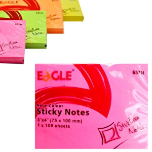 75x100 Mm Neon Renk Sticky Yapışkanlı Not Kağıdı 100 Yaprak (657n) 4 Adet
