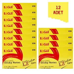 50x75 Mm Klasik Renk Yapışkanlı Not Kağıdı 100 Yaprak Sarı (656) 12 Adet
