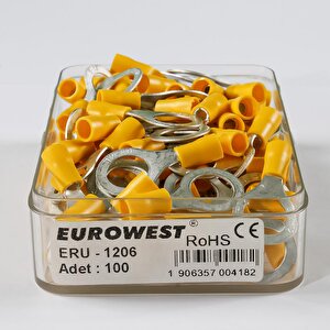 Eurowest M12 12mm Yuvarlak Tip İzoleli Sarı Kablo Ucu ( 200 Adet )