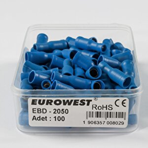 2,5mm Dişi Terminali İzoleli Mavi Kablo Ucu ( 100 Adet )