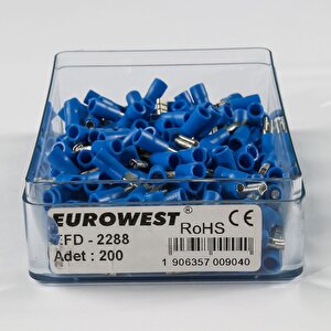 Eurowest 2,5mm Dişi Faston Tip İzoleli Mavi Kablo Ucu ( 400 Adet )