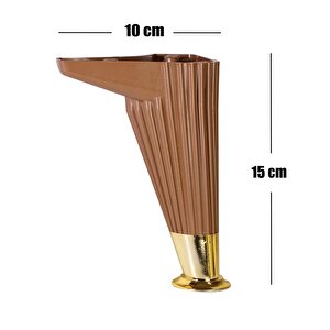 Mobilya Kanepe Koltuk Ünite Sehpa Ayağı 15 Cm Baza Ayak Kahve-gold