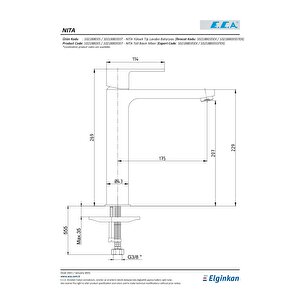 Eca Nita Yüksek Tip Lavabo Bataryası 102188035