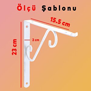 Raf Altı Raf Tutucu Ayak Ferforje Beyaz Ayarlanabilir Aparatlı 230 X 155 Mm 2 Adet