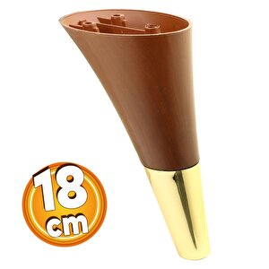 Clara Mobilya Kanepe Tv Ünitesi Konsol Koltuk Ayağı Ahşap Desenli Ceviz Altın Renk 18 Cm Ayak