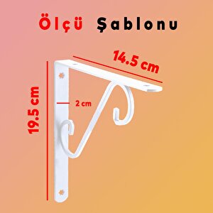 Raf Altı Raf Tutucu Ayak Ferforje Beyaz 195 X 145 Mm 2 Adet