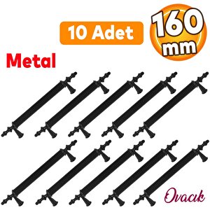 10 Adet Ovacık Mobilya Mutfak Dolap Çekmece Dolabı Kapak Metal Siyah Kulpu Kulbu Kulpları 160 Mm