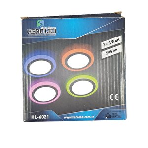 3 + 3 Watt Led Spot Beyaz Kasa Çi̇ft Renk (beyaz Işik Ve Amber) Hl-6021ba (2 Adet)