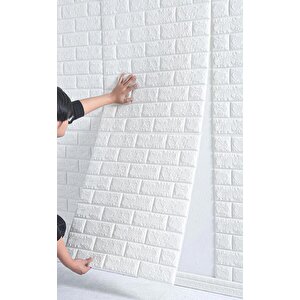 Kendinden Yapışkanlı Beyaz Tuğla Desen 3d Duvar Kağıdı Paneli Tek Parça 70x500 Cm