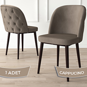 Kage Serisi 1 Adet Cappucino 1. Sınıf Babyface Kumaş Kapitoneli Kahve Metal Ayaklı Yemek Odası Sandalyesi Cappucino