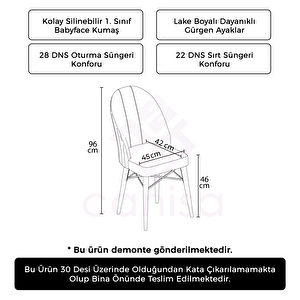 Jena Serisi 2 Adet Antrasit 1.sınıf Babyface Kumaş Kahve Gürgen Ayaklı Yemek Odası Sandalyesi Antrasit