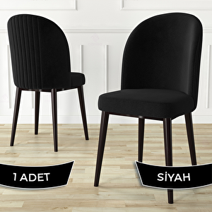 Aste Serisi 1 Adet Siyah 1. Sınıf Babyface Kumaş Metal Kahve İskeletli Yemek Odası Sandalyesi Siyah