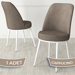 Jaxe Serisi 1 Adet Cappucino 1. Sınıf Babyface Kumaş Metal Beyaz İskeletli Yemek Odası Sandalyesi Cappucino