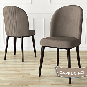 Aste Serisi 6 Adet Cappucino 1. Sınıf Babyface Kumaş Metal Kahve İskeletli Yemek Odası Sandalyesi Cappucino