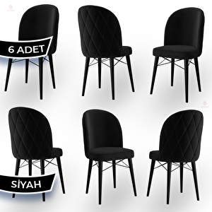 Bika Serisi 6 Adet Siyah 1. Sınıf Babyface Kumaş Siyah Gürgen Ayaklı Yemek Odası Sandalyesi